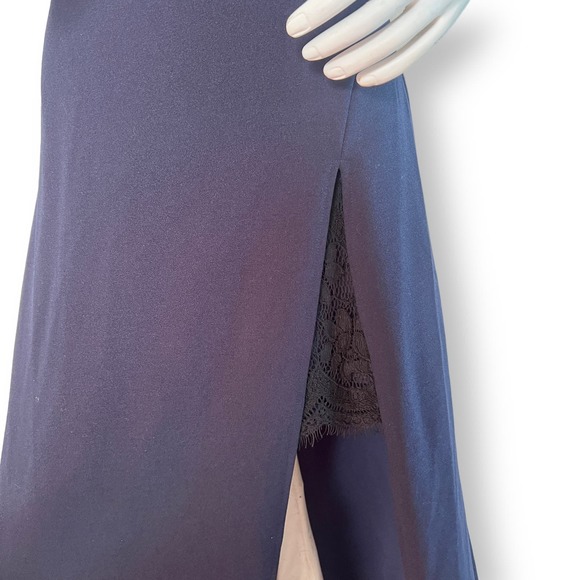 Windsor Navy Formal Dress w/ Lace Back & Front Slit Size L - Picture 5 of 10